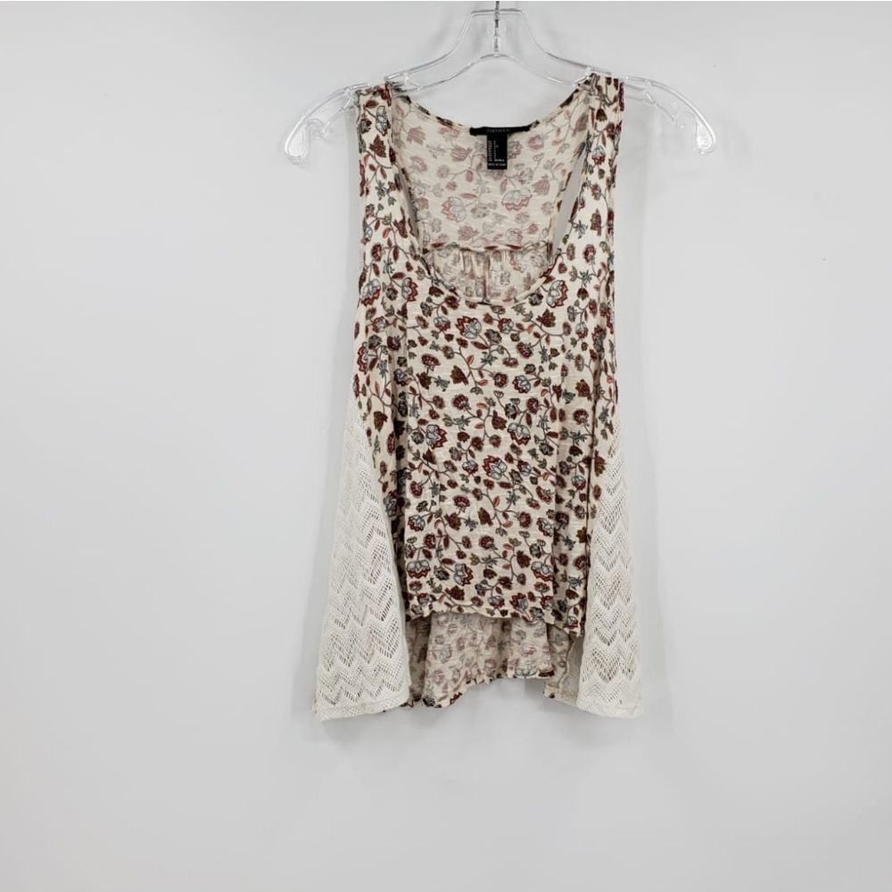 🩵FOREVER 21 Womens S creme & floral tank top